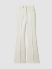 Twill Patch-Pocket Flared Trousers Cream | Women