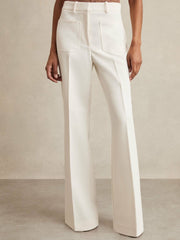 Twill Patch-Pocket Flared Trousers Cream | Women