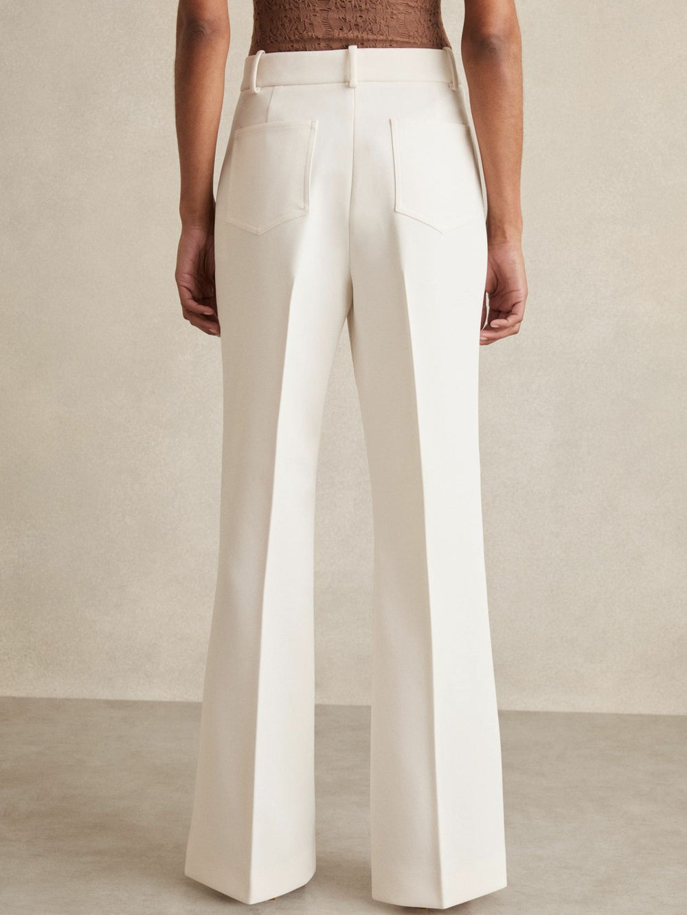 Twill Patch-Pocket Flared Trousers Cream | Women