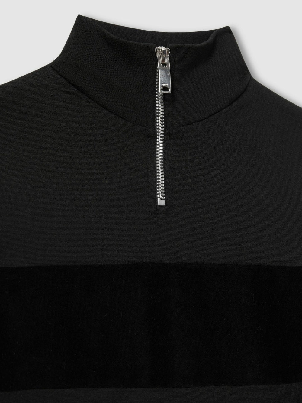 9-13 yrs Slim Fit Half-Zip Funnel Neck Velour Sweatshirt Black | Children & Baby