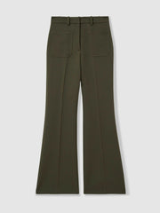 Twill Patch-Pocket Flared Trousers Green | Women