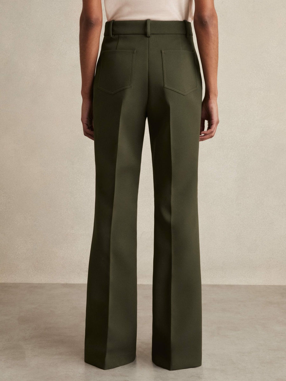 Twill Patch-Pocket Flared Trousers Green | Women