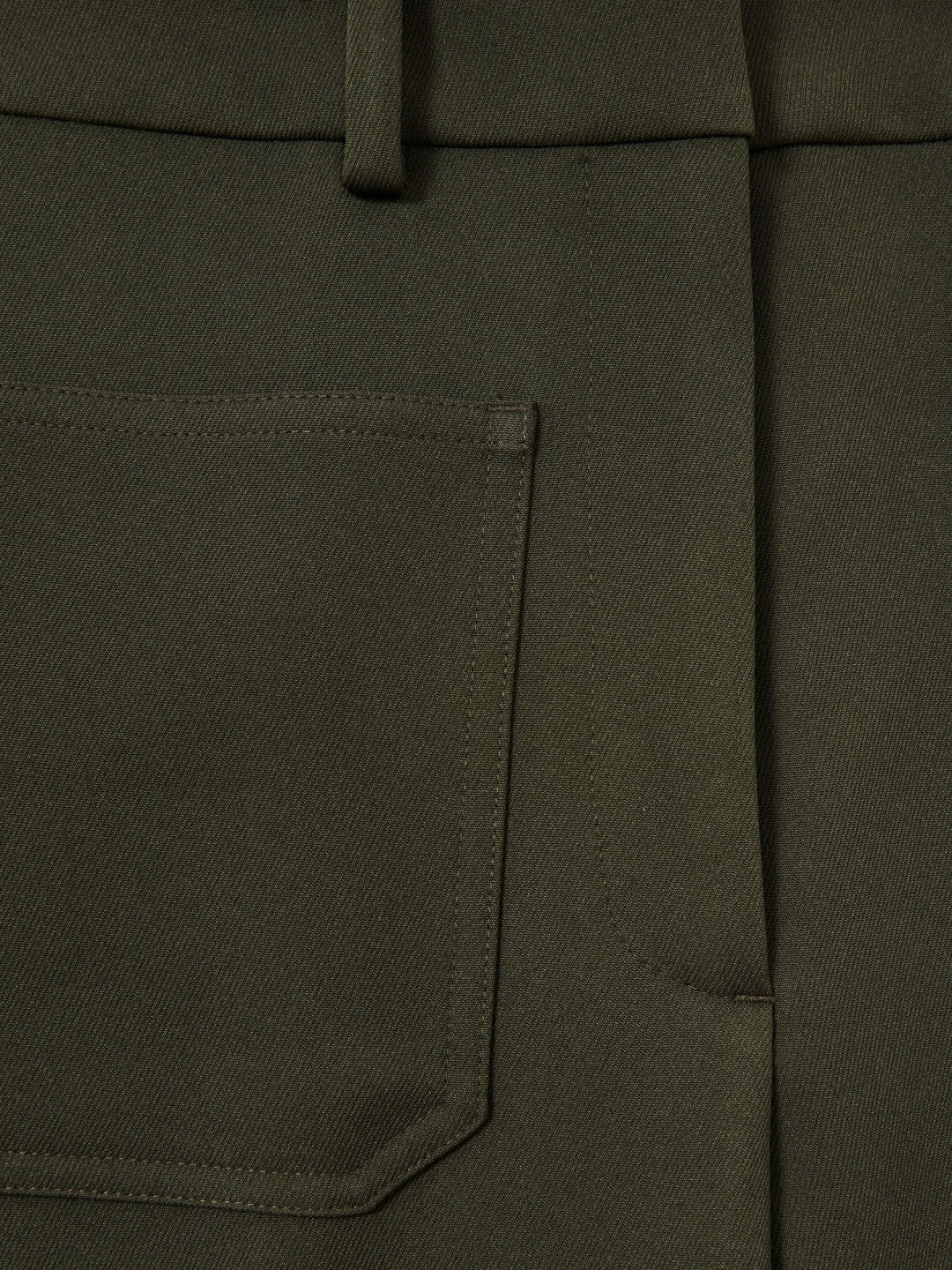 Twill Patch-Pocket Flared Trousers Green | Women