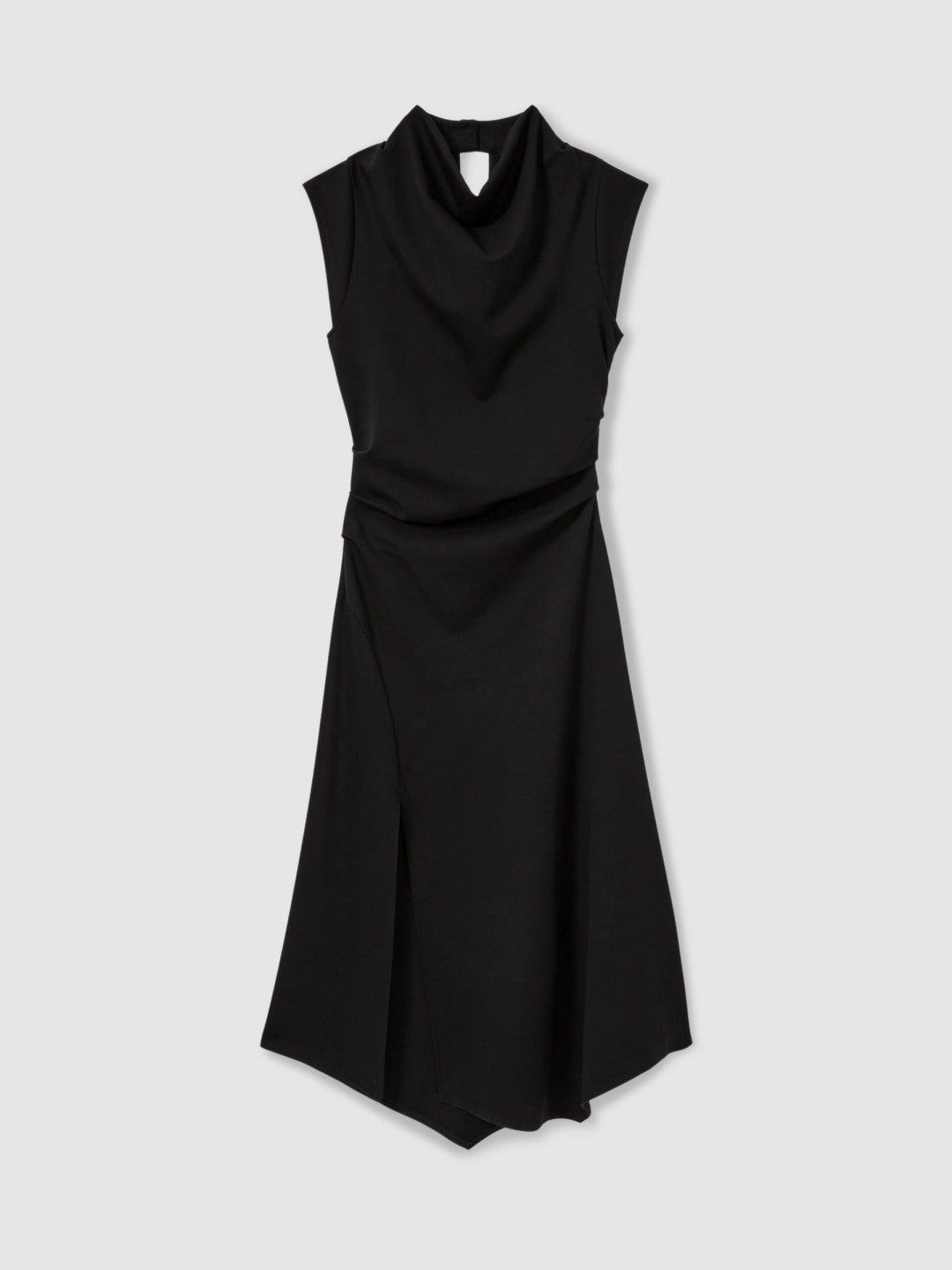 Twill-Jersey Draped Midi Dress Black | Women