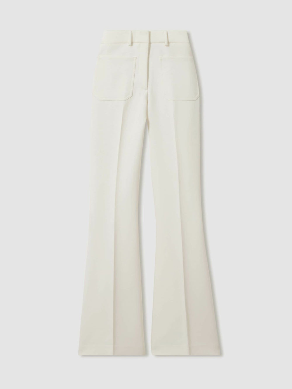 Petite Twill Patch-Pocket Flared Trousers Cream | Women