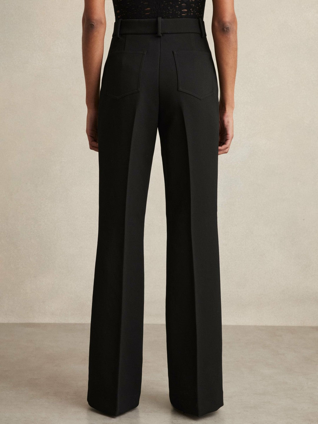 Twill Patch-Pocket Flared Trousers Black | Women