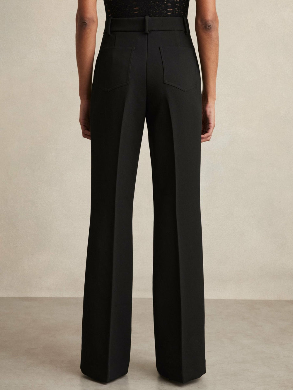 Twill Patch-Pocket Flared Trousers Black | Women