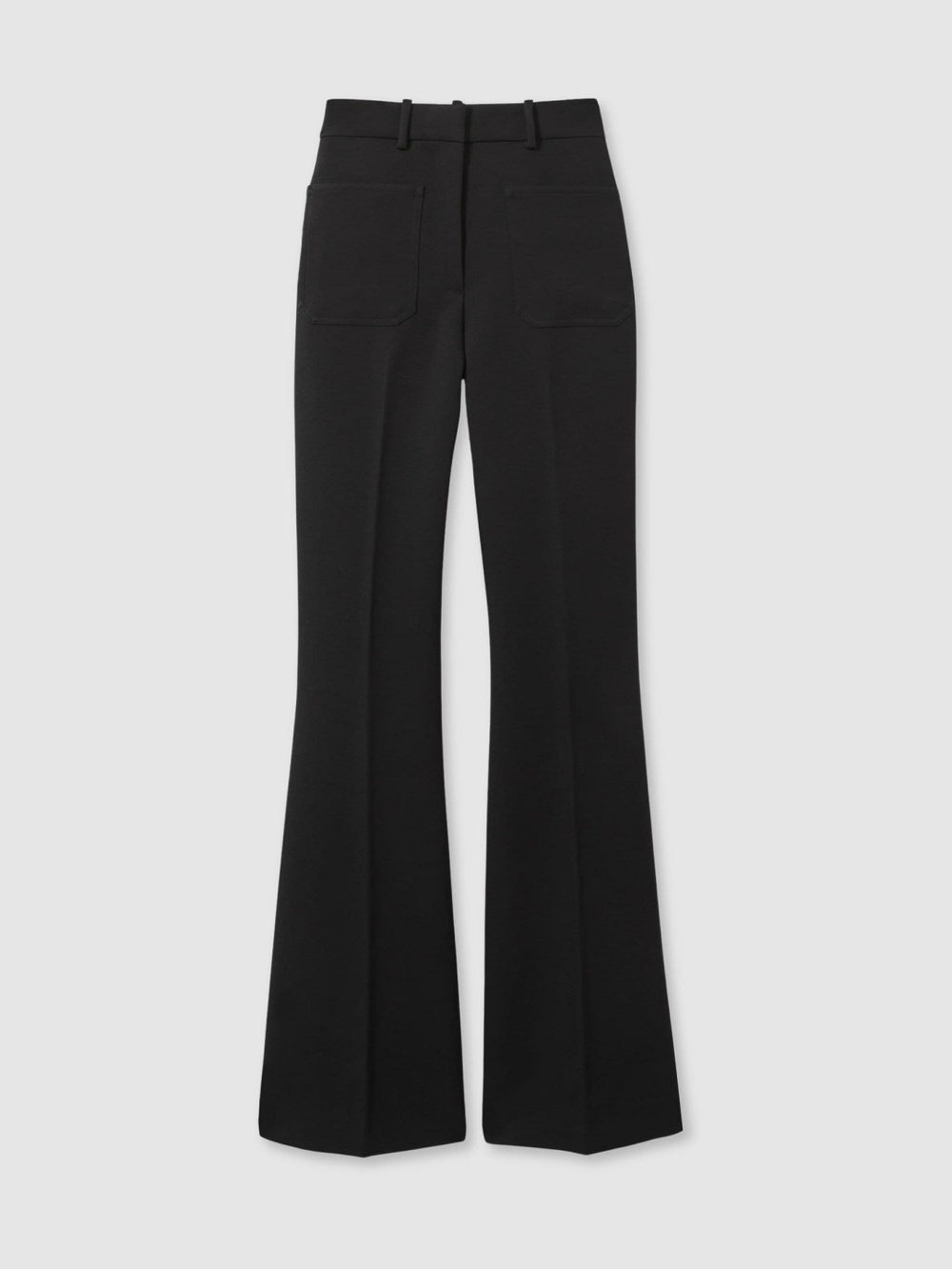 Petite Twill Patch-Pocket Flared Trousers Black | Women