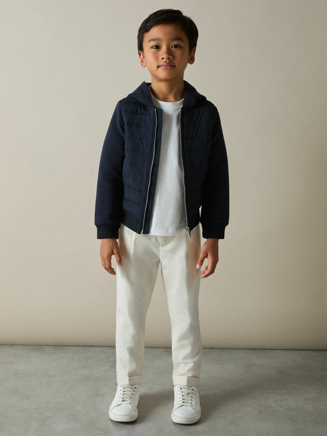 9-13 yrs Interlock Hybrid Hooded Puffer Jacket Navy | Children & Baby