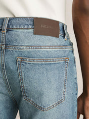 Cotton-Stretch Slim-Fit Jeans Washed Indigo Green Cast | Men