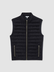 Brushed Jersey Quilted Gilet Navy | Men