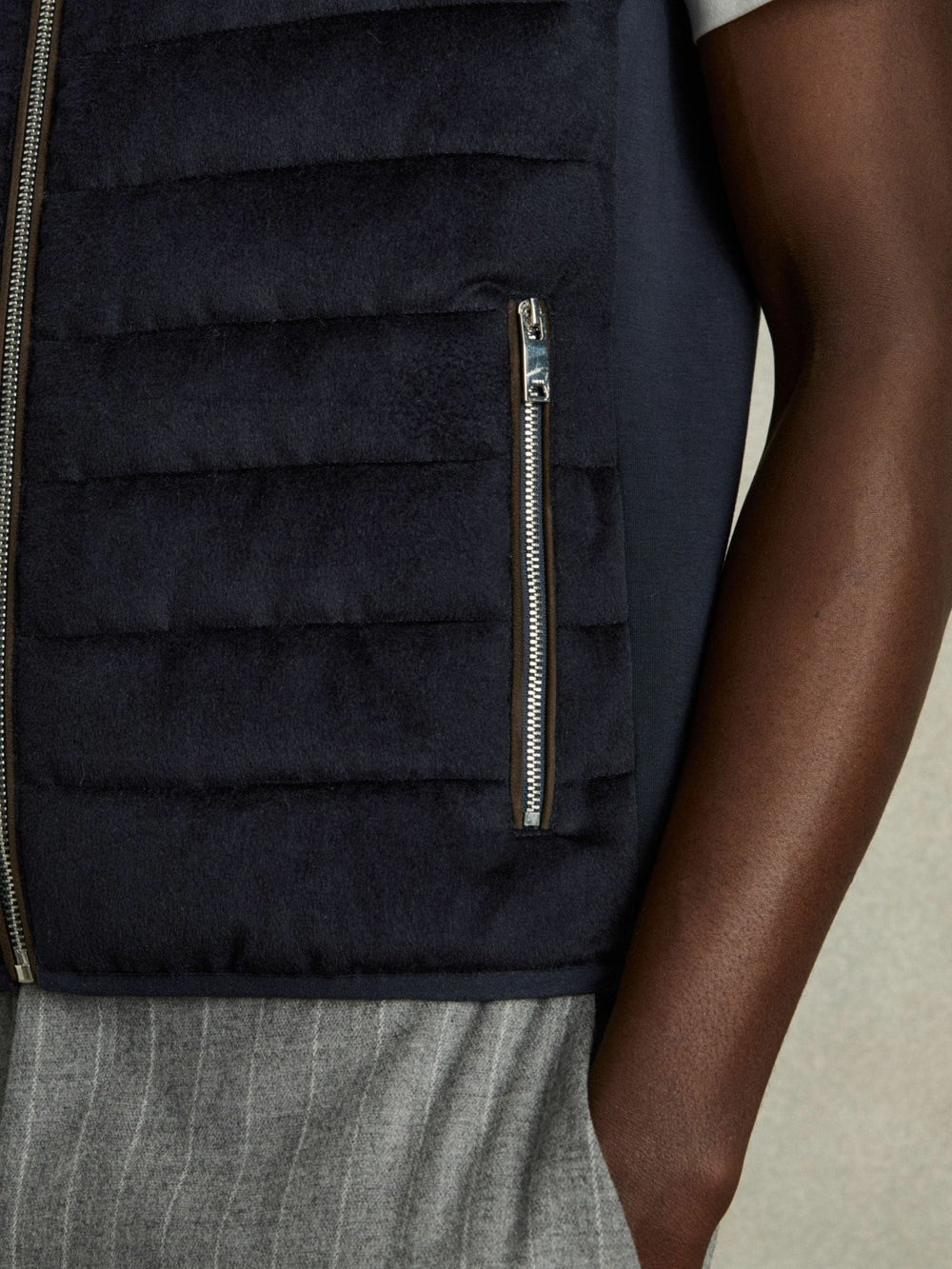 Brushed Jersey Quilted Gilet Navy | Men