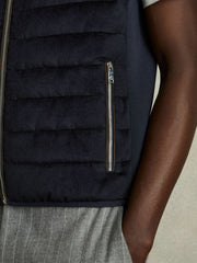 Brushed Jersey Quilted Gilet Navy | Men