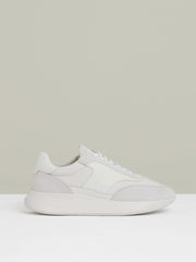 Leather Suede Running Trainers White | Men