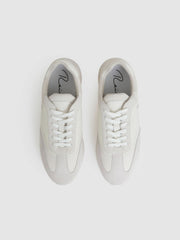 Leather Suede Running Trainers White | Men