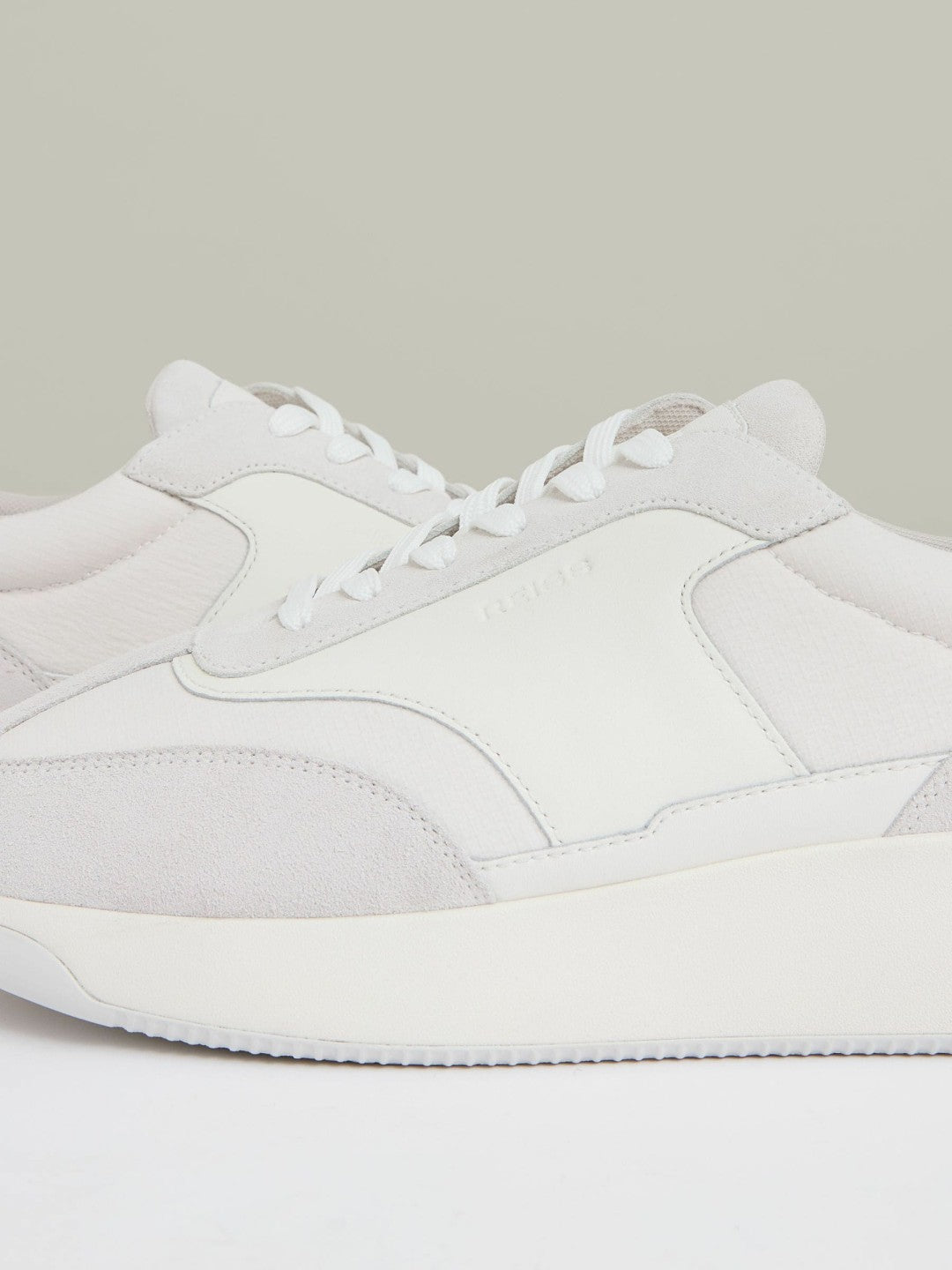 Leather Suede Running Trainers White | Men