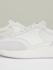Leather Suede Running Trainers White | Men