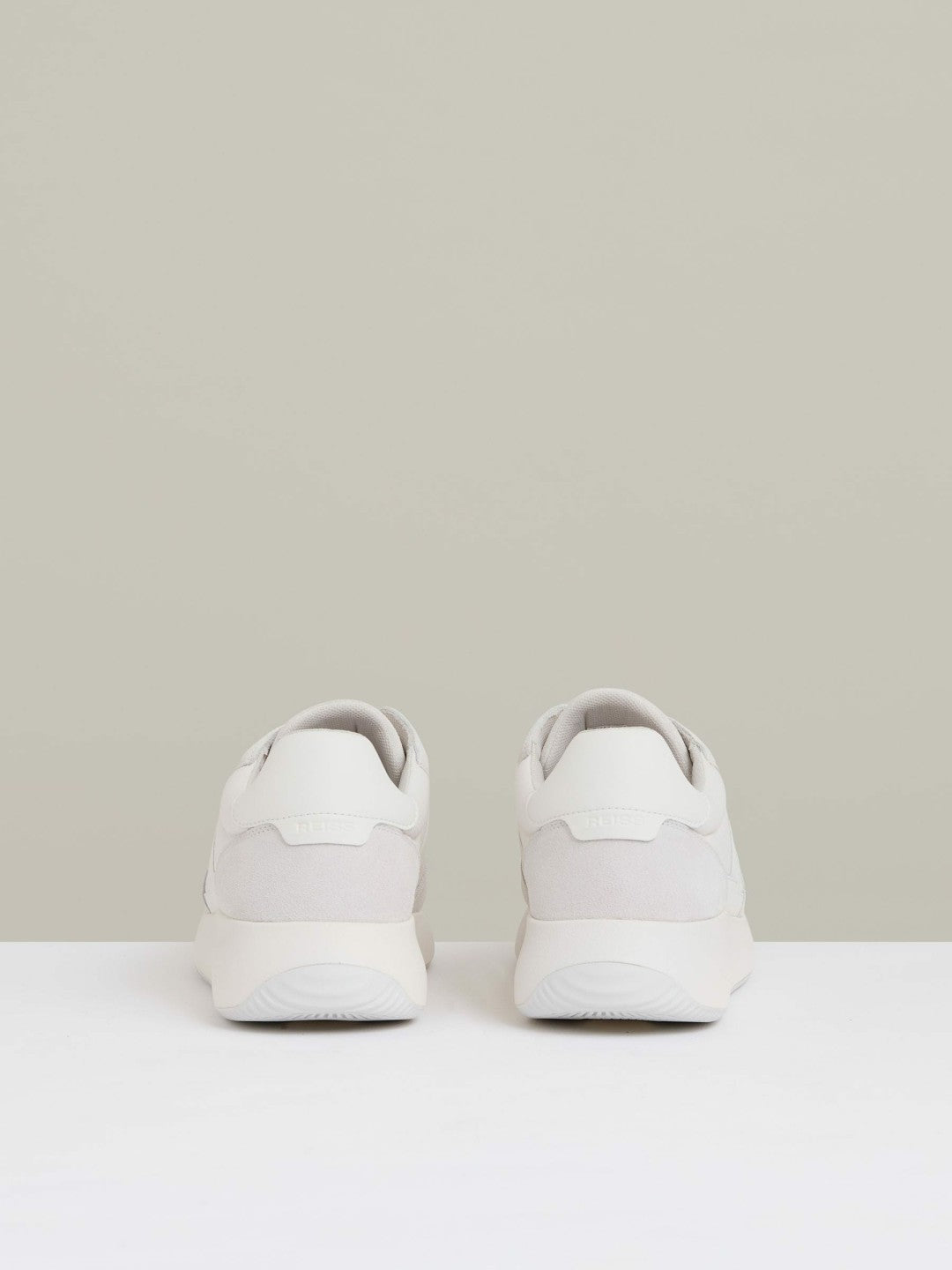 Leather Suede Running Trainers White | Men