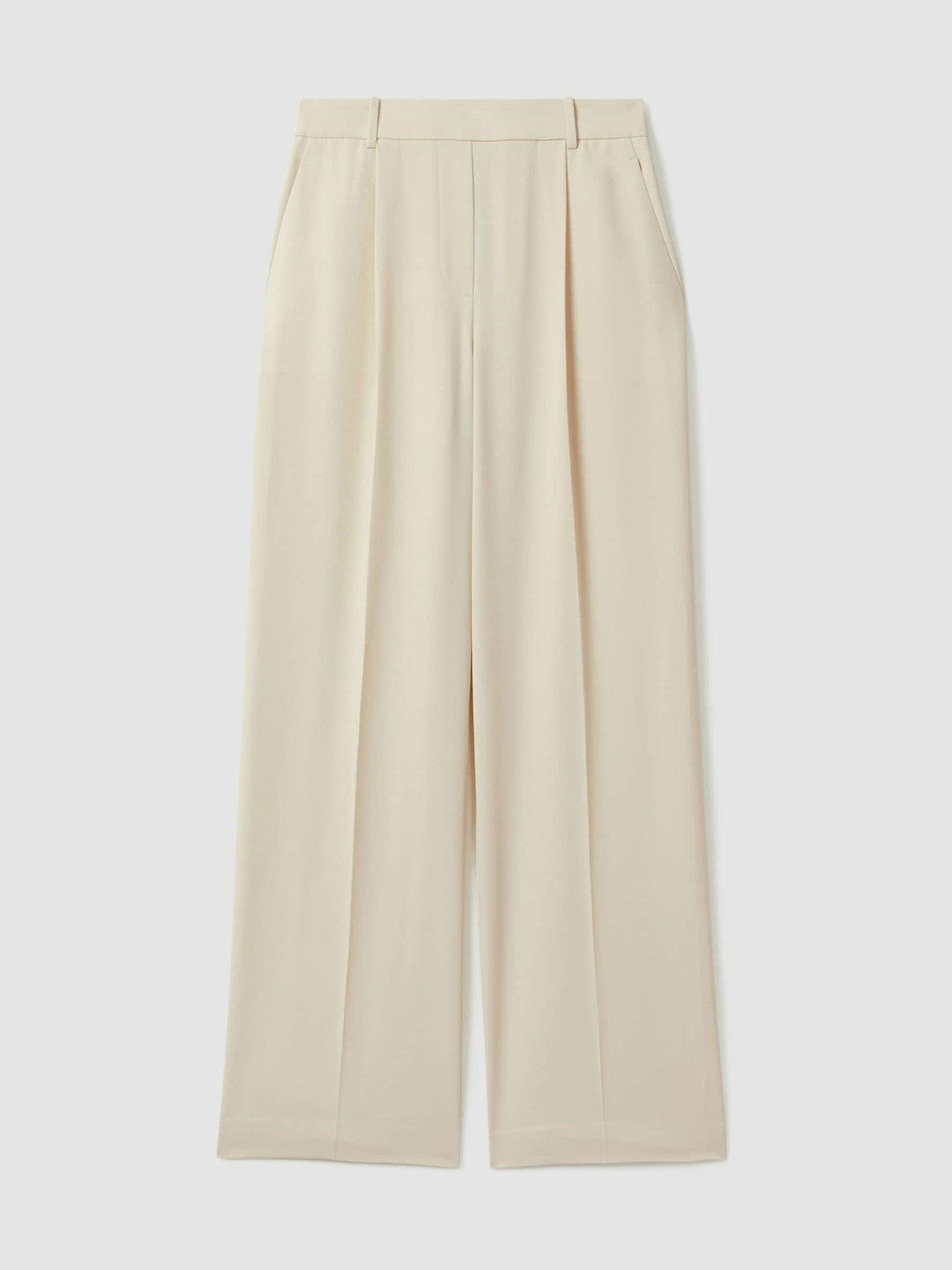 Elasticated-Waist Wide-Leg Twill Trousers Cream | Women