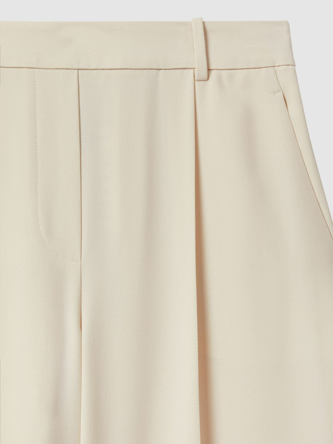 Elasticated-Waist Wide-Leg Twill Trousers Cream | Women