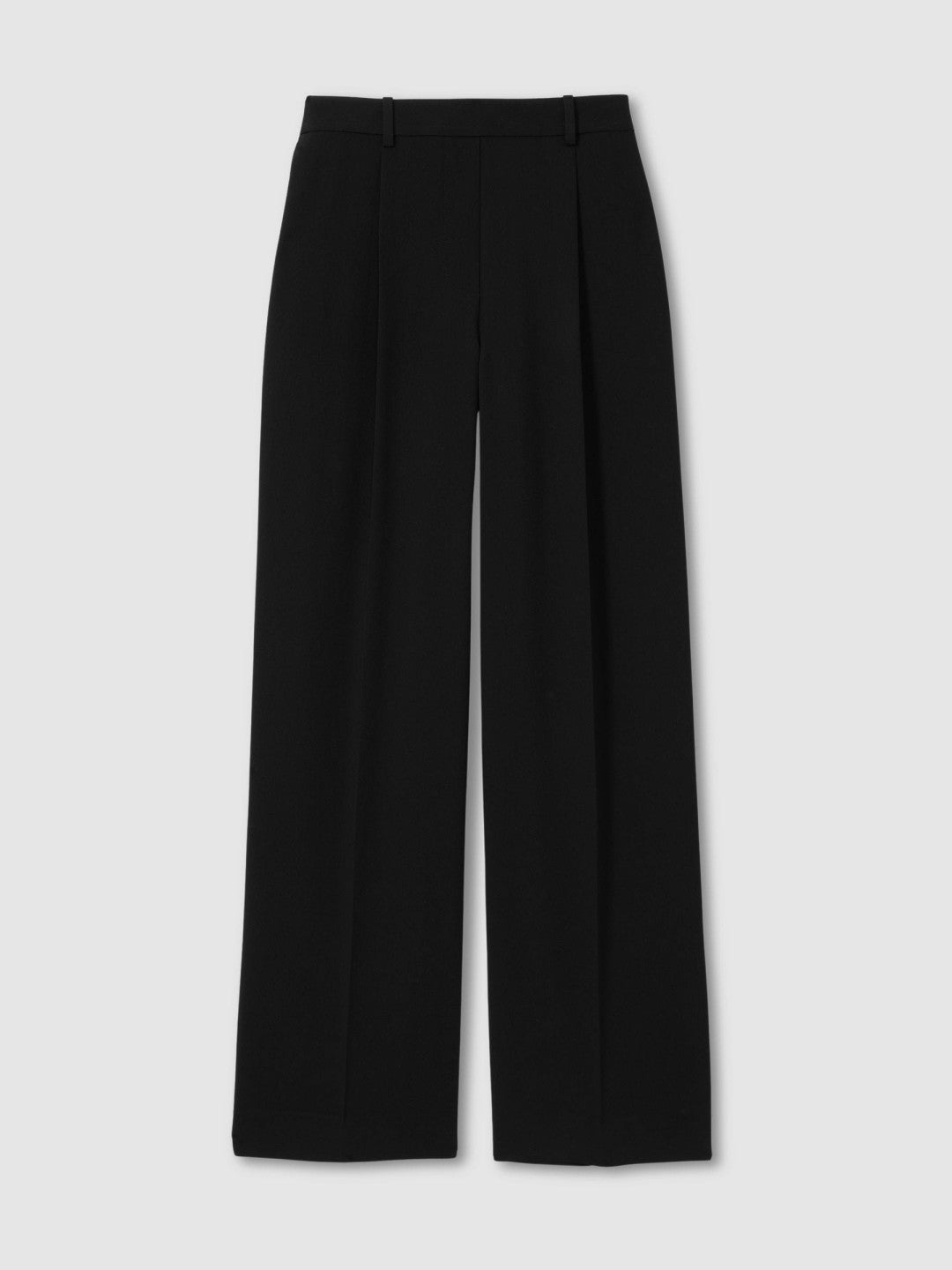 Elasticated-Waist Wide-Leg Twill Trousers Black | Women