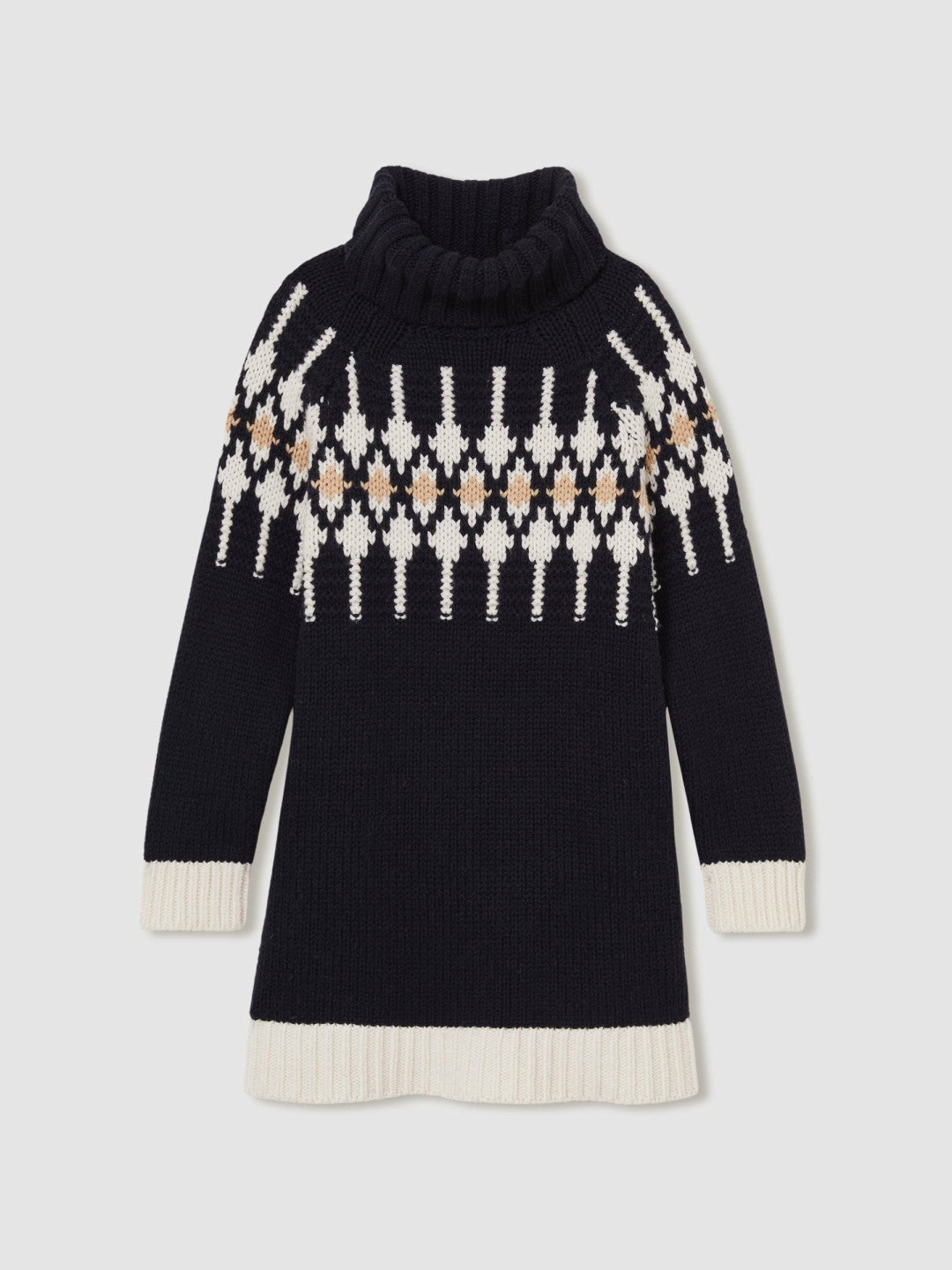 9-13 yrs Wool-Blend Fair Isle Roll-Neck Dress Navy | Children & Baby