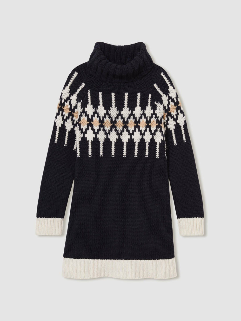 9-13 yrs Wool-Blend Fair Isle Roll-Neck Dress Navy | Children & Baby