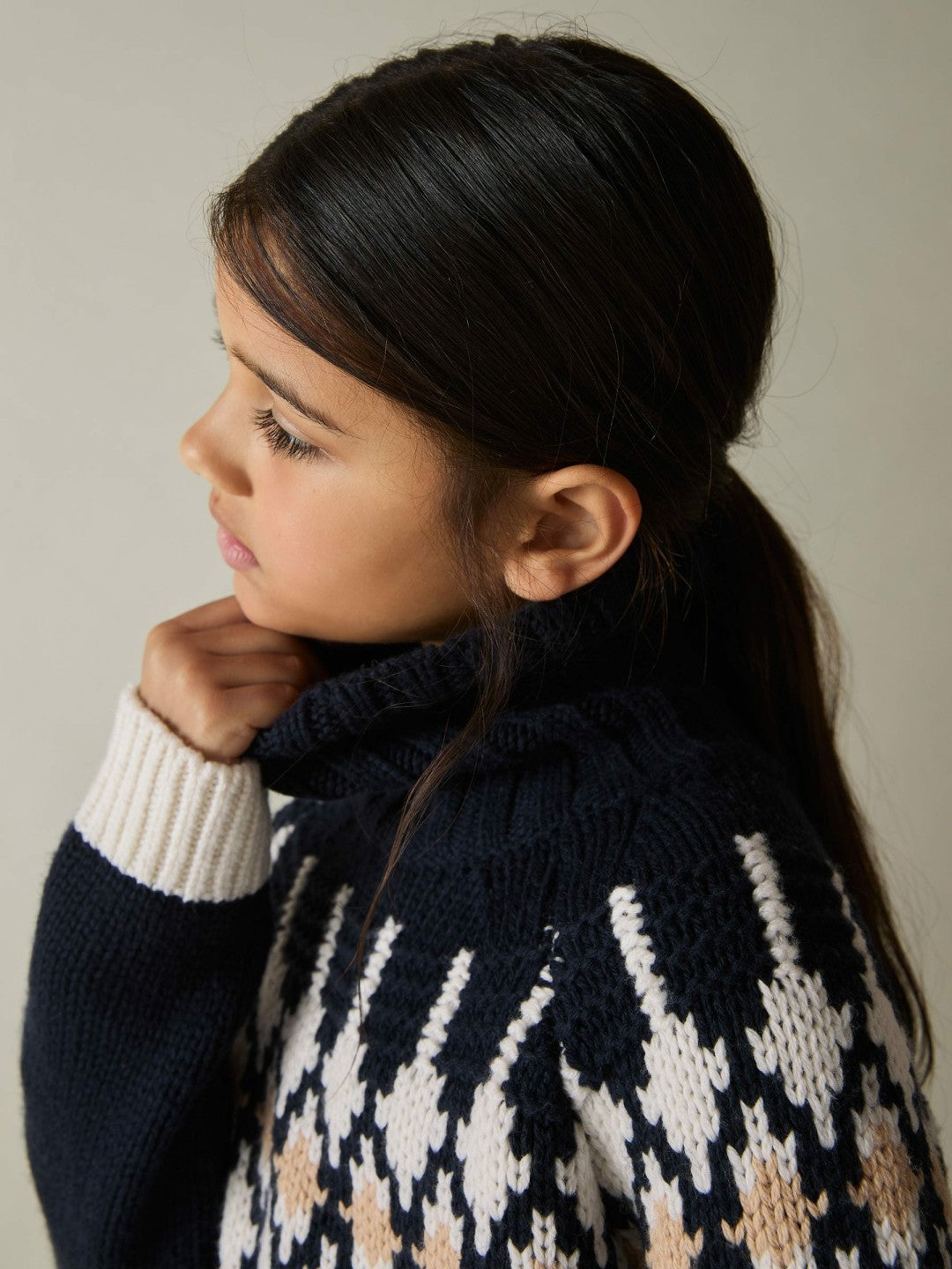 9-13 yrs Wool-Blend Fair Isle Roll-Neck Dress Navy | Children & Baby