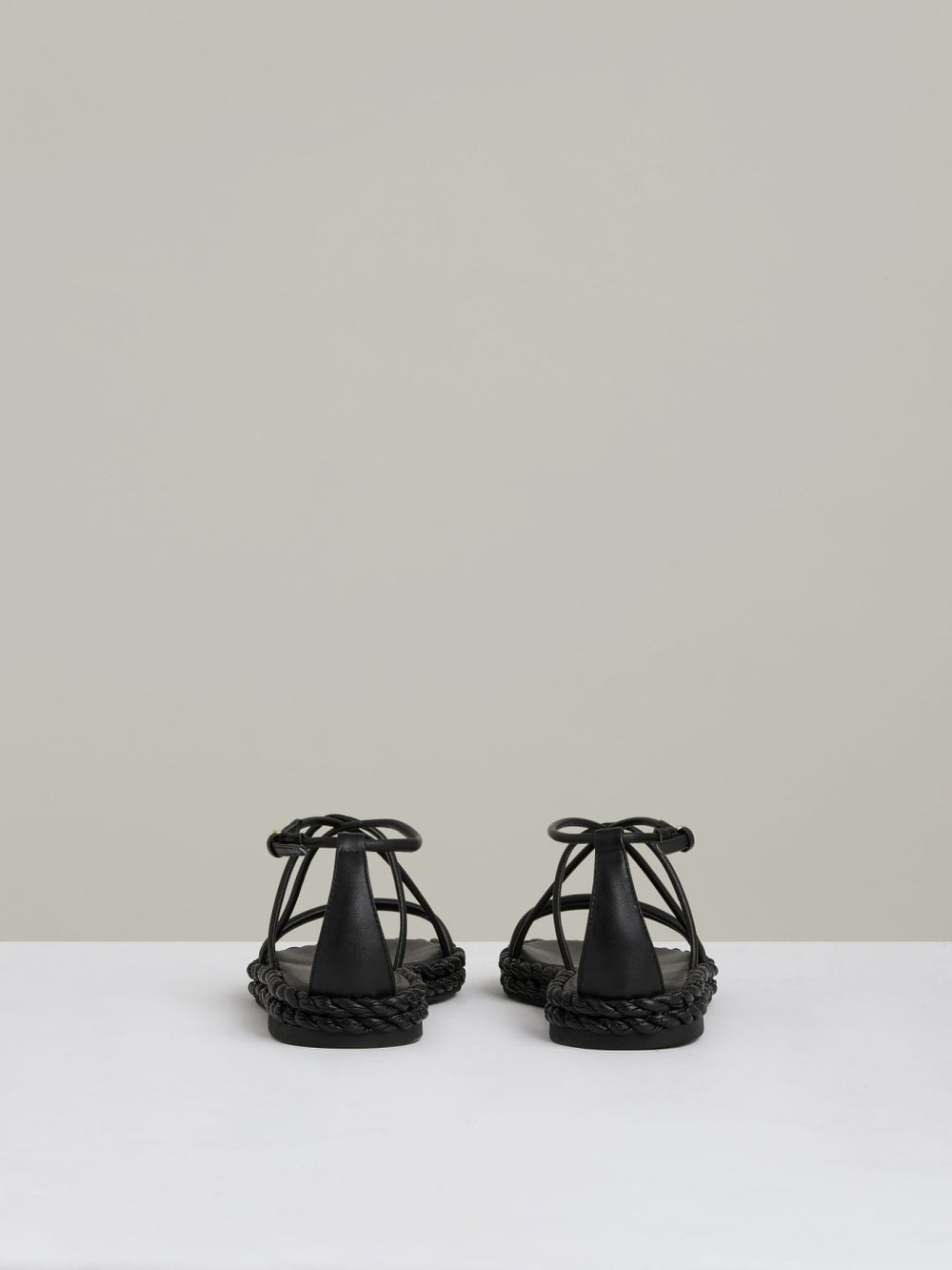 Leather Braided Flat Sandals Black | Women