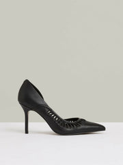 Leather Twist Detail Court Shoes Black | Women