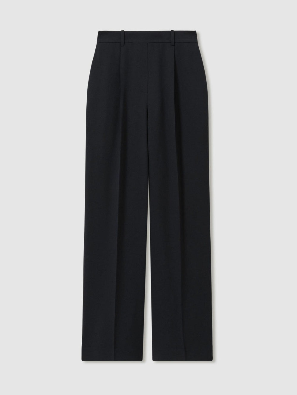 Petite Elasticated-Waist Wide-Leg Twill Trousers Navy | Women