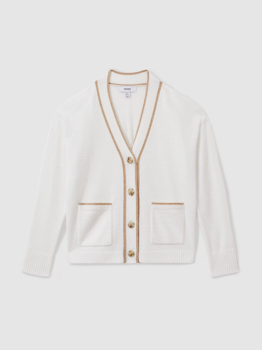 13-14 yrs Wool-Blend Tipped Cardigan Cream | Children & Baby