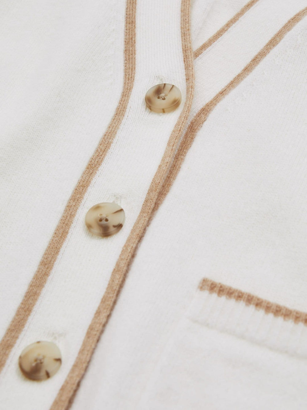 13-14 yrs Wool-Blend Tipped Cardigan Cream | Children & Baby