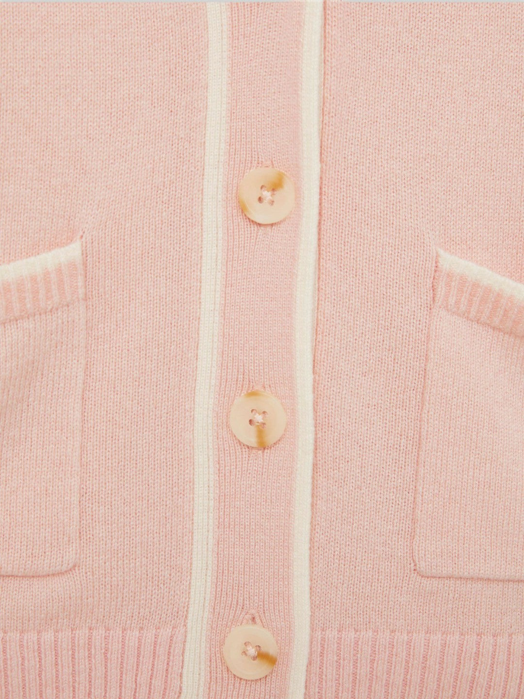 9-13 yrs Wool-Blend Tipped Cardigan Pink | Children & Baby