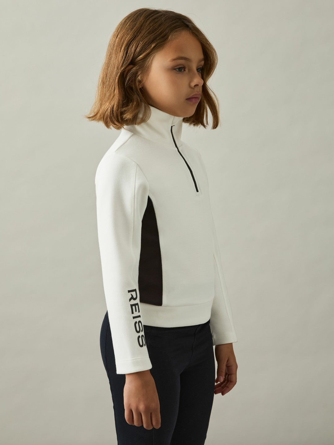 9-13 yrs Funnel-Neck Base-Layer Top White/Black | Children & Baby