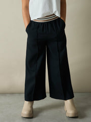 4-9 yrs Stripe-Waistband Wide-Leg Trousers Navy | Children & Baby