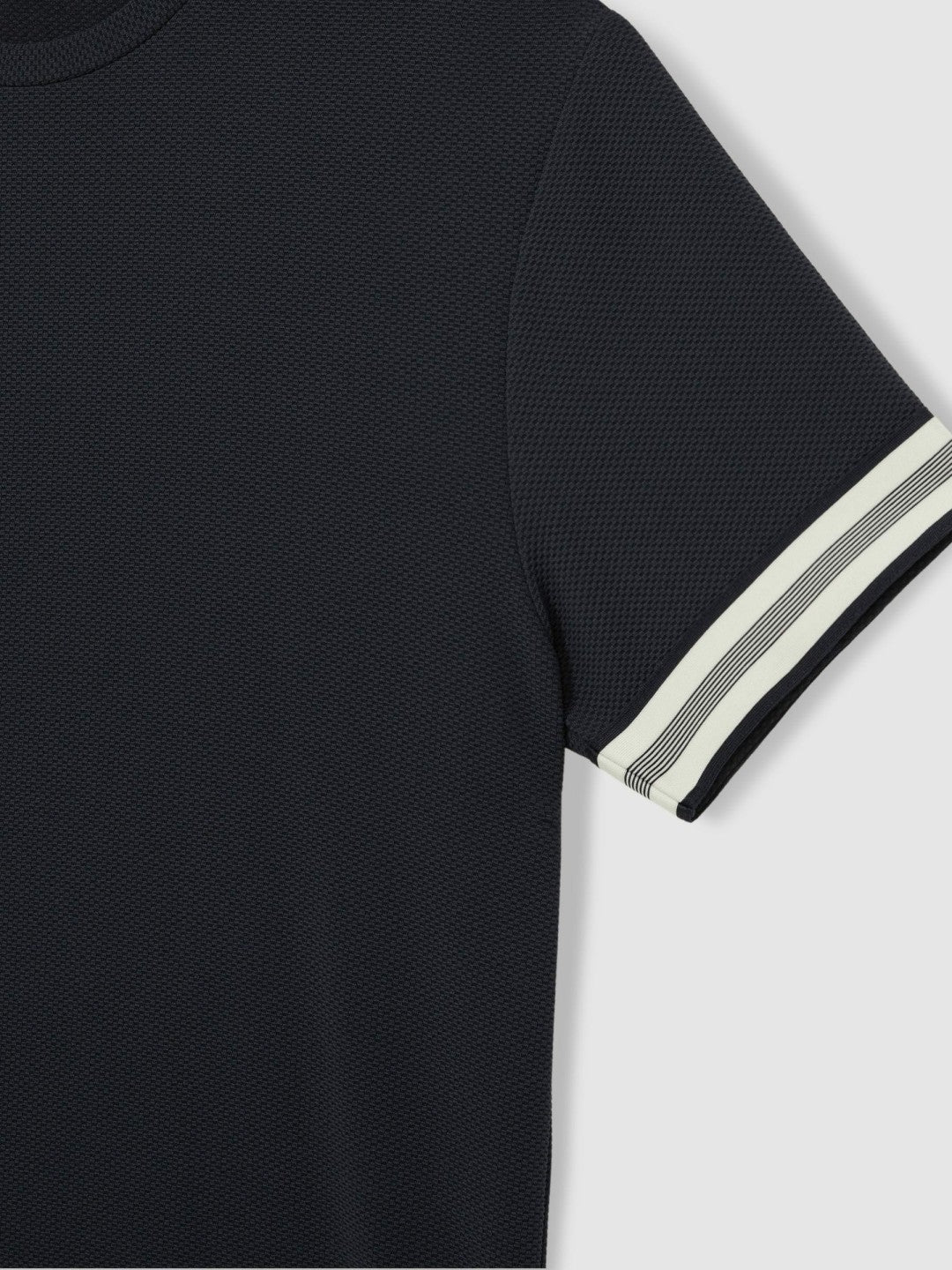 Tape-Cuff Textured T-Shirt Navy | Men