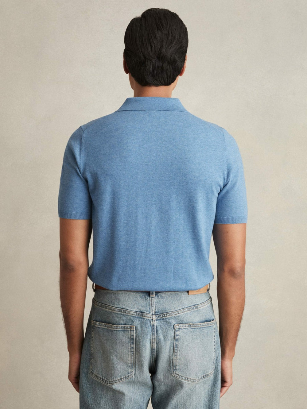 Contrast-Placket Polo Shirt With Cotton Blue | Men
