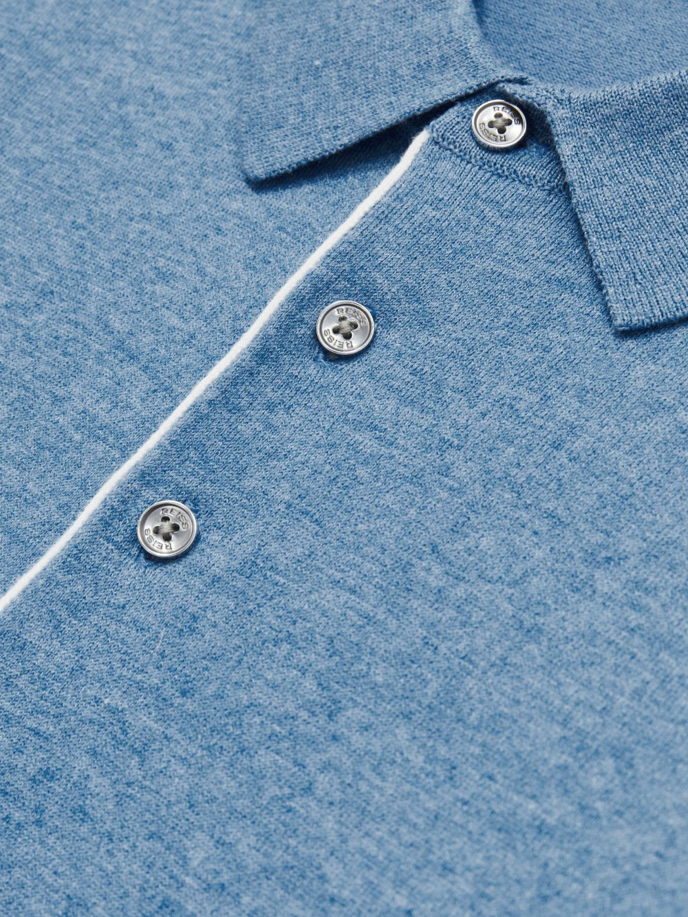 Contrast-Placket Polo Shirt With Cotton Blue | Men