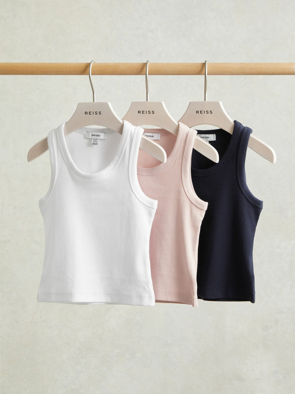 9-13 yrs Stretch-Cotton Ribbed Vest 3 Pack Multicolour | Children & Baby
