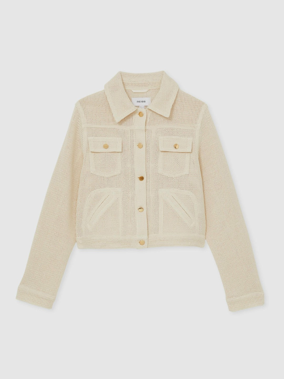 Cotton-Blend Textured Trucker Jacket Neutral | Women