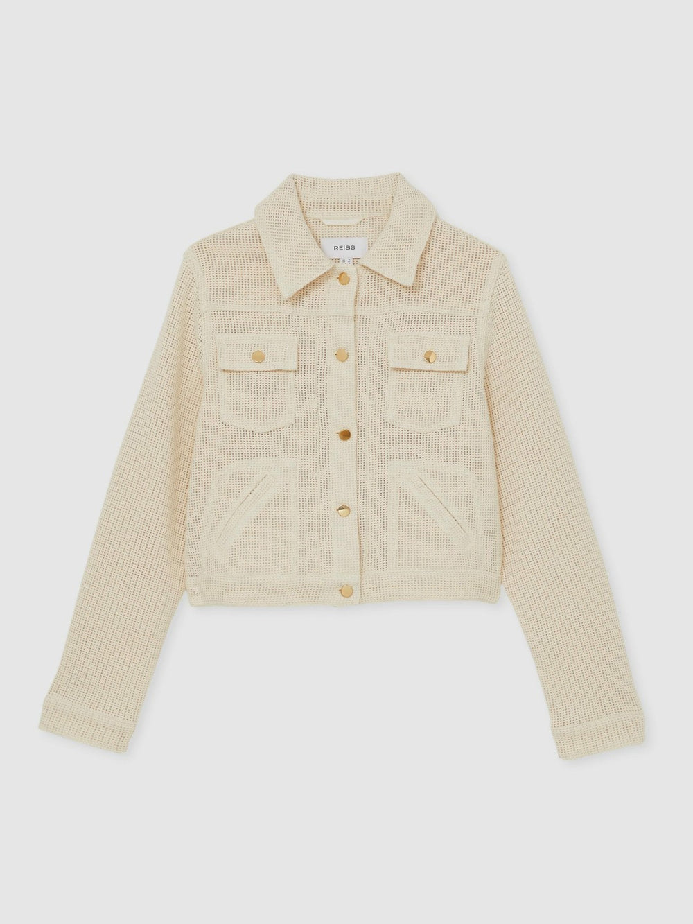 Cotton-Blend Textured Trucker Jacket Neutral | Women