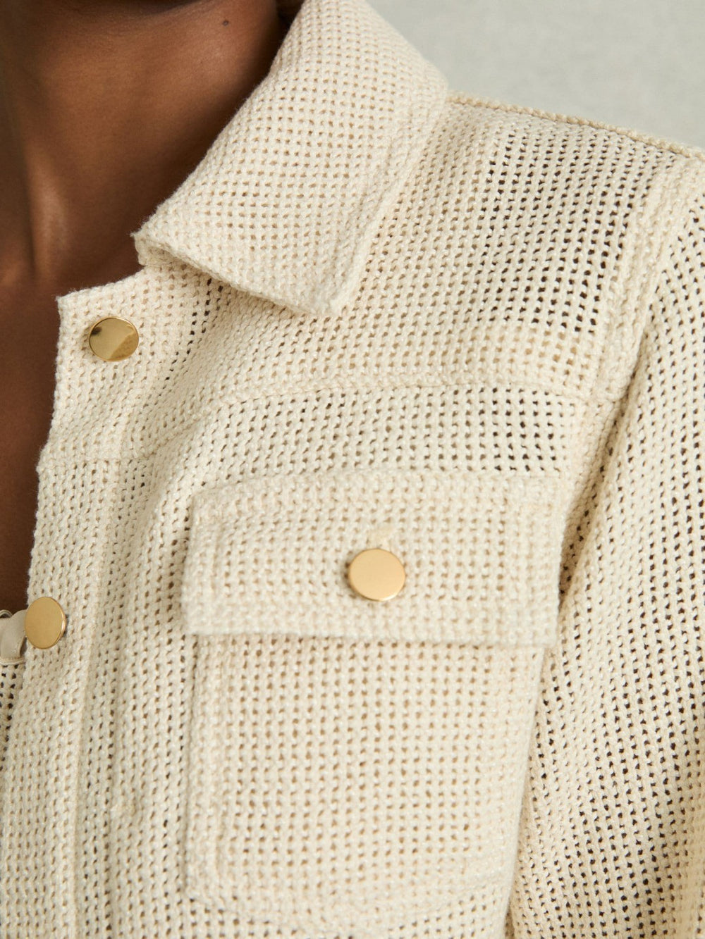 Cotton-Blend Textured Trucker Jacket Neutral | Women