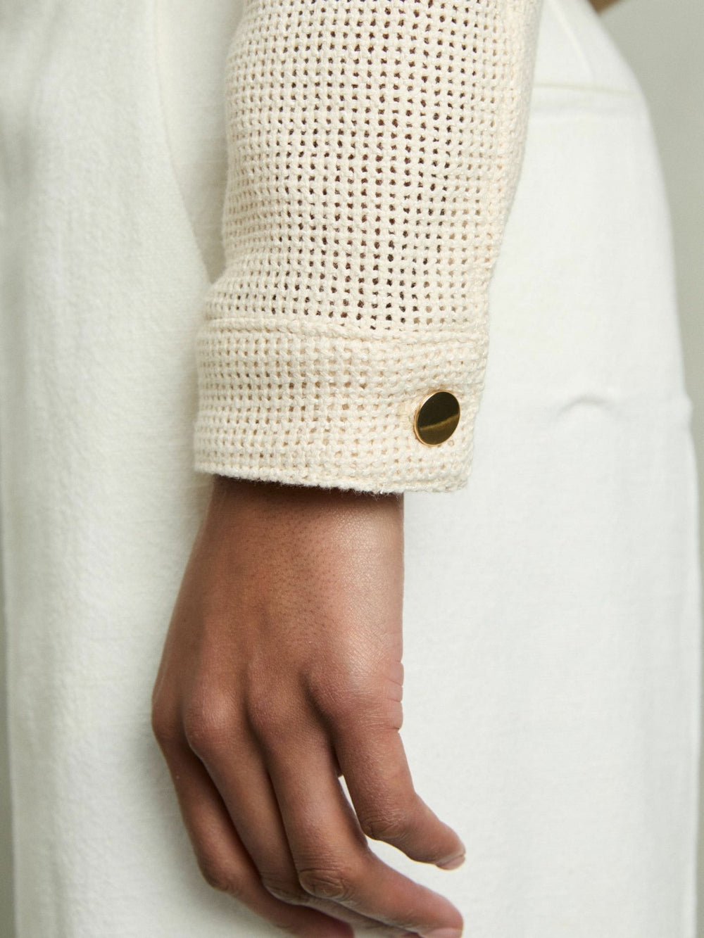 Cotton-Blend Textured Trucker Jacket Neutral | Women