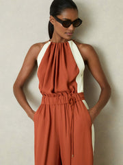 Colour-Block Rope-Cord Jumpsuit Orange | Women