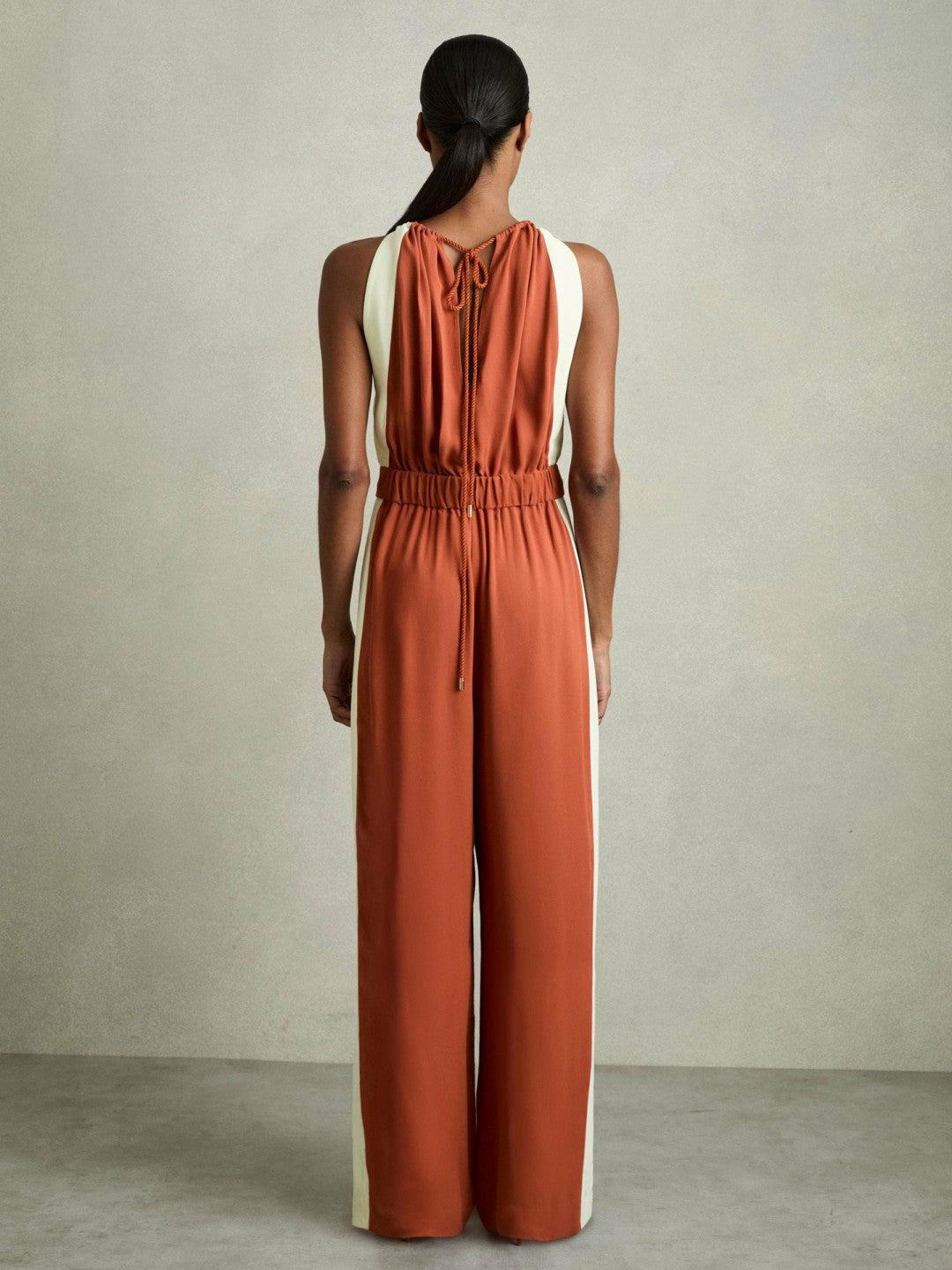 Colour-Block Rope-Cord Jumpsuit Orange | Women
