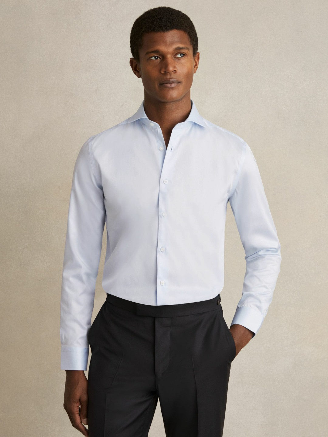 Regular Fit Cotton-Twill Two-Fold Shirt Slim-Fit Soft Blue | Men