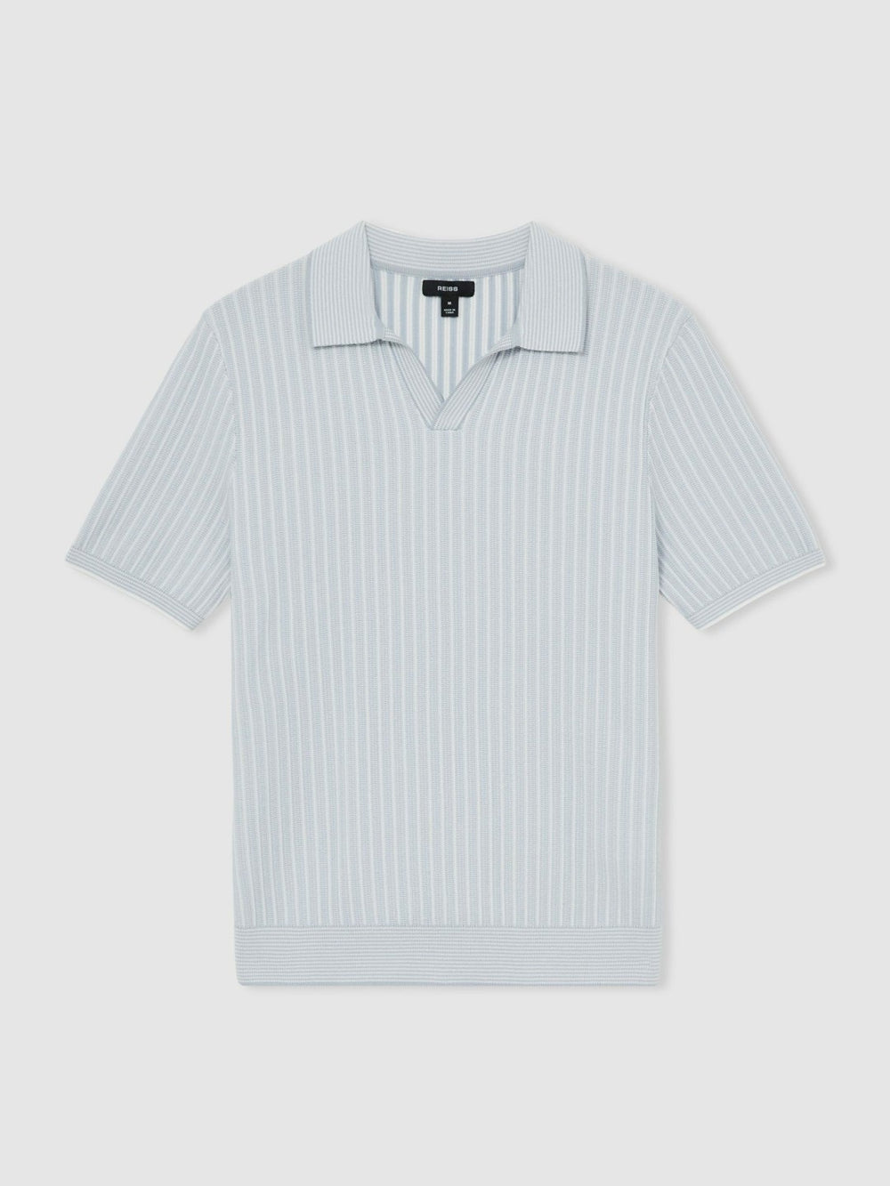 Open-Collar Textured Polo Shirt Soft Blue/White | Men