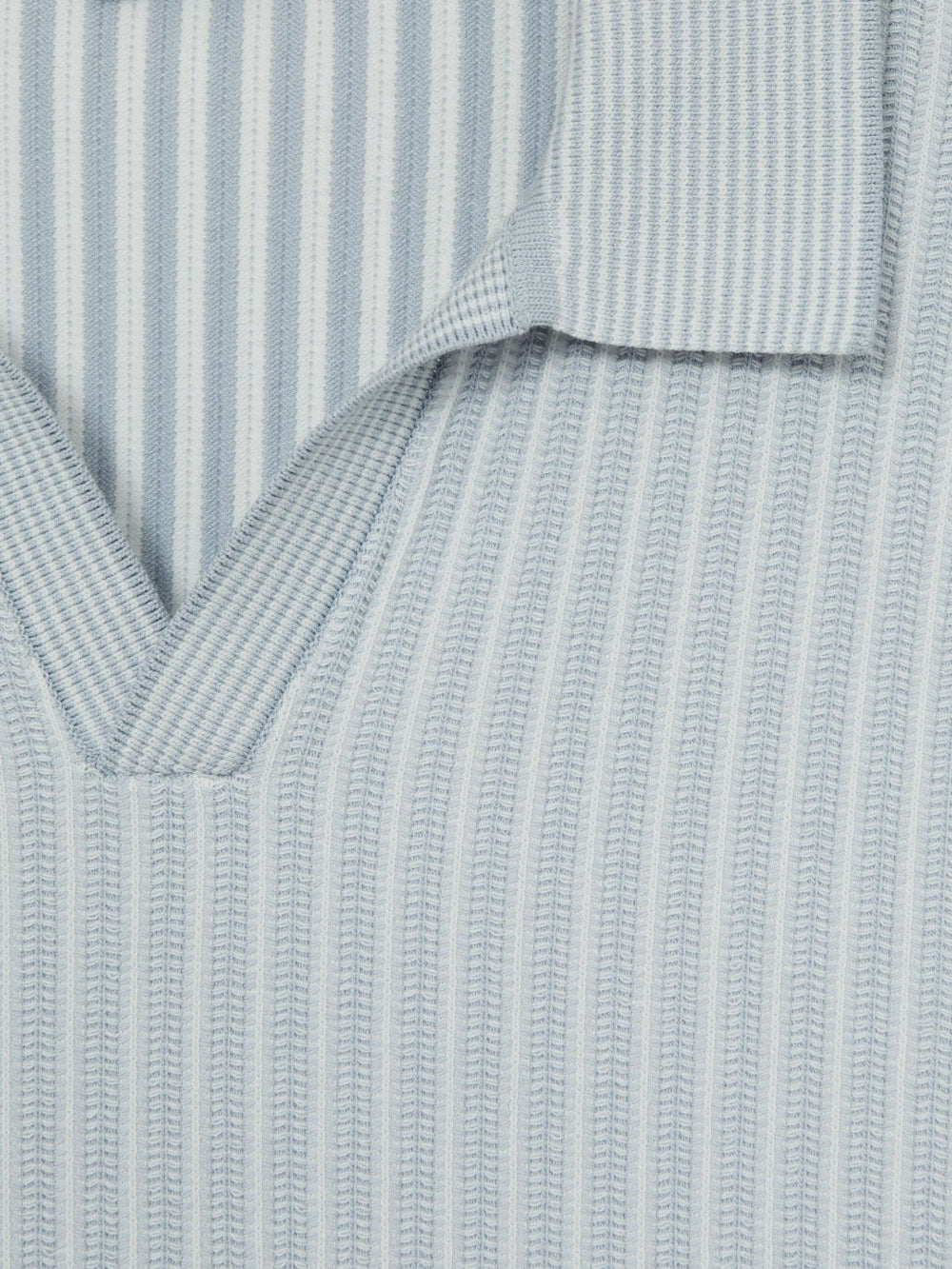 Open-Collar Textured Polo Shirt Soft Blue/White | Men