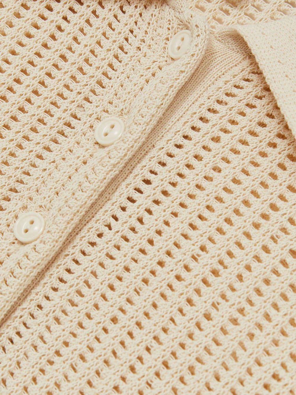 Cotton-Blend Open-Knit Polo Shirt Ivory | Women